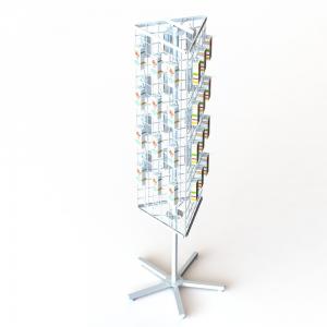  3 Sides Wire Grid Spinner Display Floor Stand With Triangle Shaped Grid Panel Manufactures