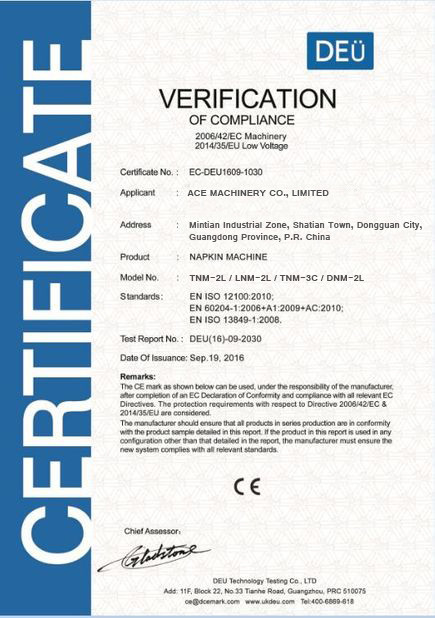 ACE MACHINERY CO.,LIMITED Certifications