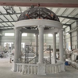  BLVE White Marble Garden Gazebo Natural Stone Pavilion Big Classic Hand Carved Outdoor Manufactures