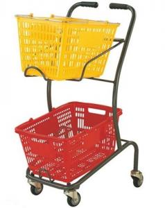  Wire Mesh Shopping Basket Trolley Japanese Style / Double Basket Shopping Trolley With 4 Swivel Wheels Manufactures