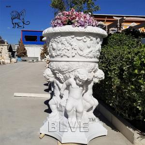  Natural Garden Planter Hand Carving Marble White Stone Flowerpots Luxury Manufactures