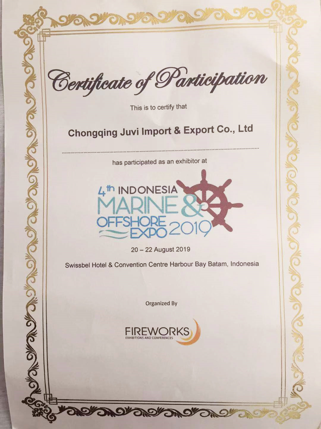 Juvi Marine Machinery Co.,LTD Certifications