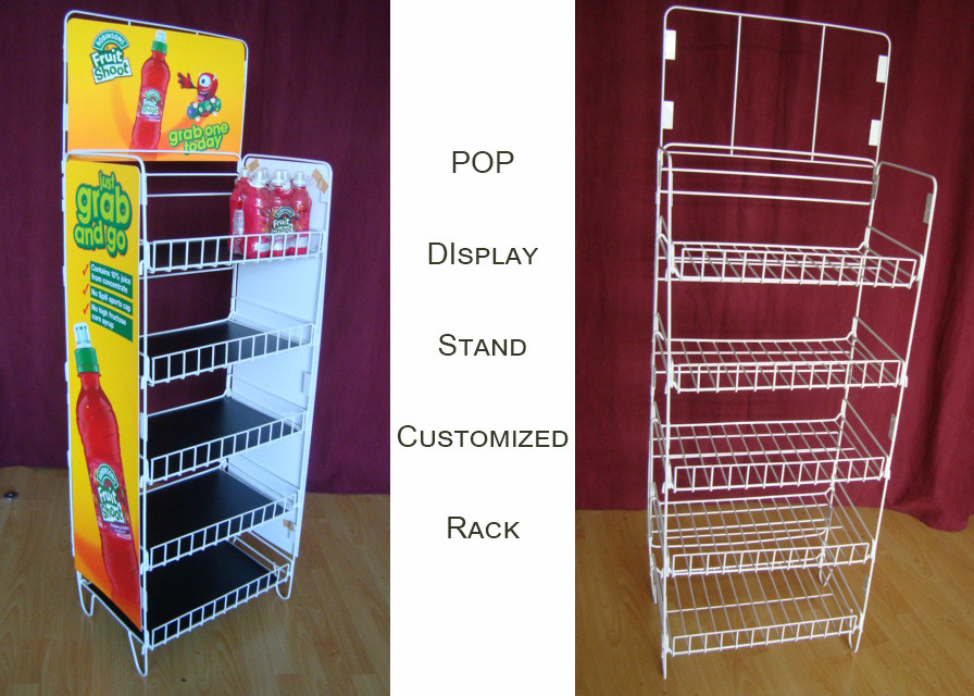  Customize Size Wire Shelf Display Rack  / Graphic Side POP Wire Display Stand Manufactures