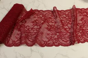  Shimmer Stretch Galloon Lace Red Color Nylon Material OEKO TEX 100 Approved Manufactures