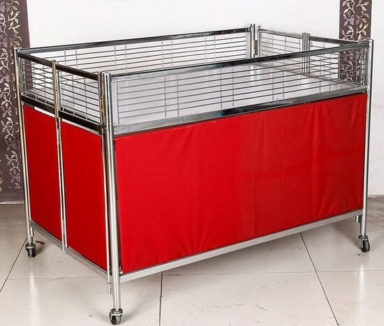  Foldable Moving Supermarket Promotion Table / Durable Metal Shelf Cart With Castors Manufactures