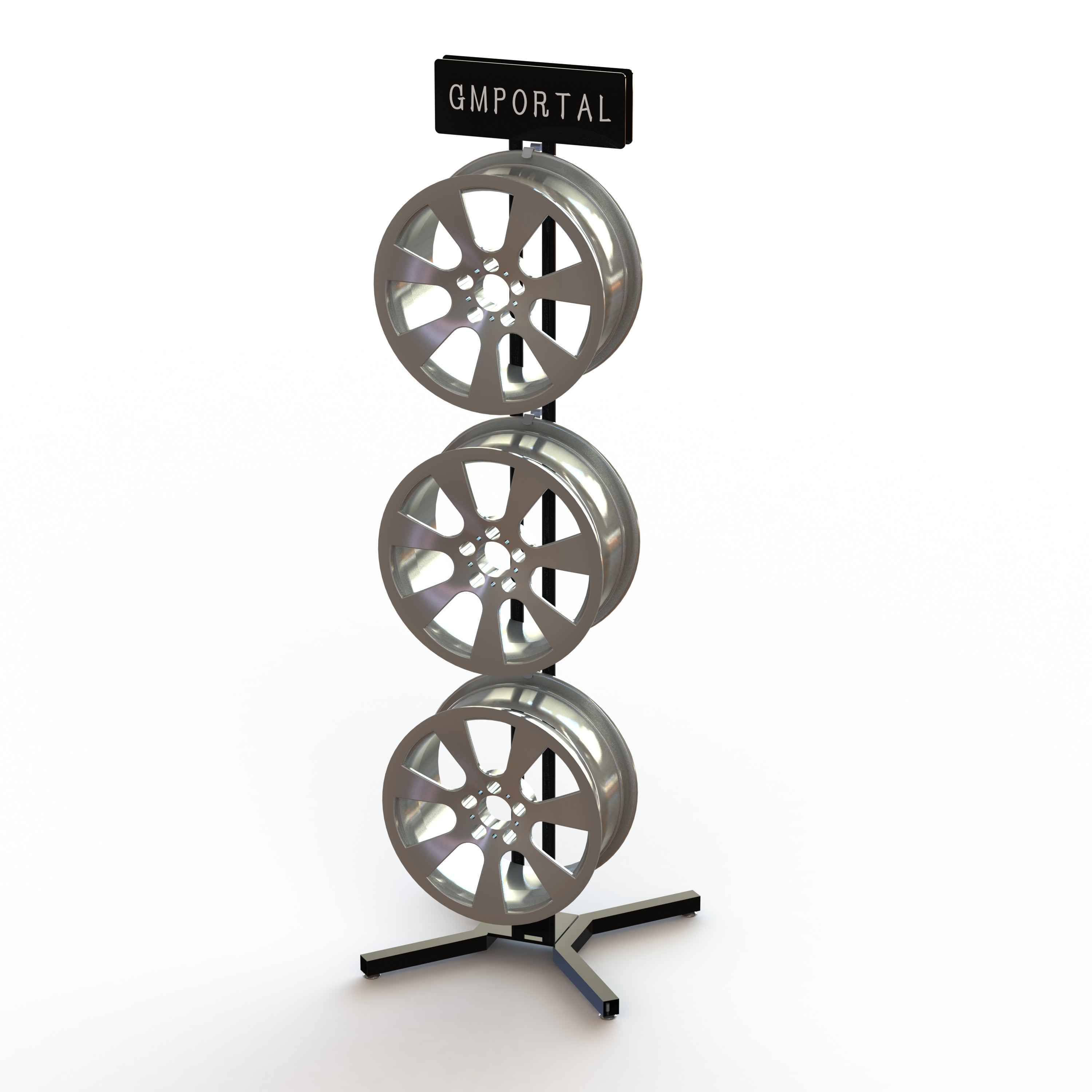  Six Wheels Auto Body Parts Racks , 2 Sides Metal Mag Wheel Display Stand Manufactures