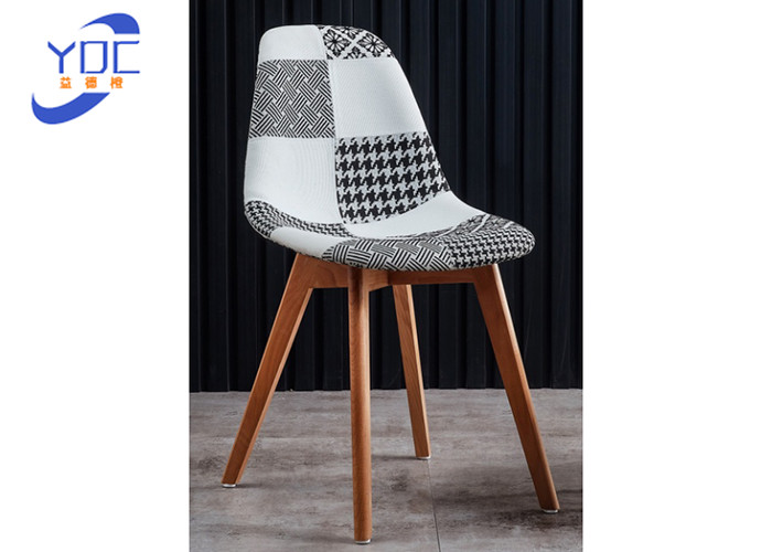  Patchwork Fabric Back And Seat Restaurant Dining Chairs Wooden Legs Manufactures