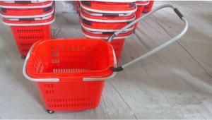  Foldable Plastic Shopping Basket With Wheels For Supermarket / Retail Shop Manufactures