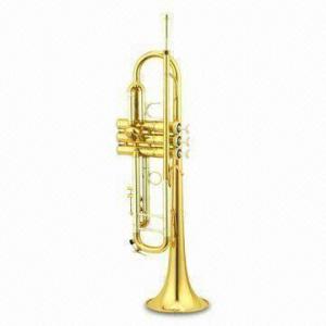 High-grade Trumpet with Gold Lacquer Finish and Stainless Steel Piston, Made of Brass Manufactures