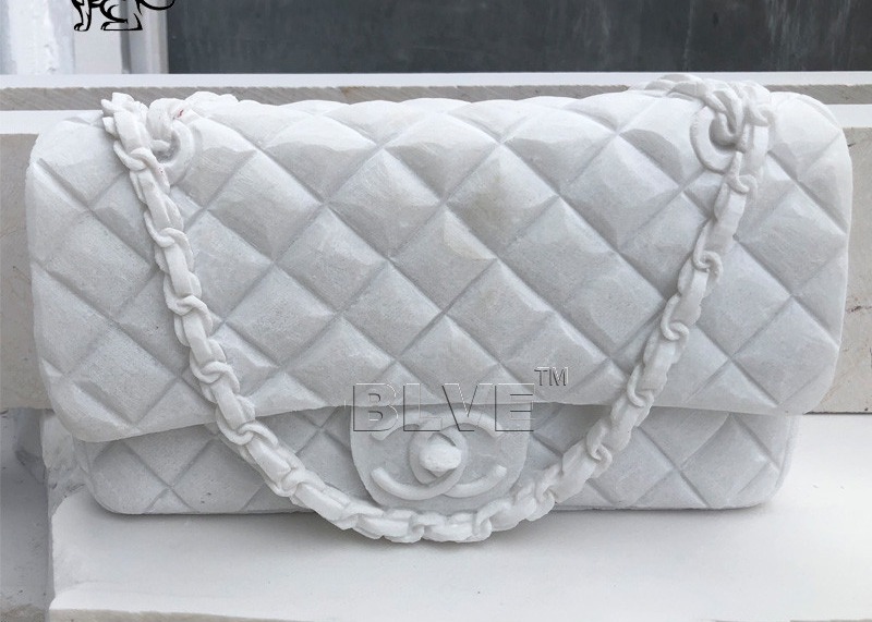  Famous Brand Bag Marble Sculpture White Natural Stone Handcarved Indoor Home Decor Manufactures