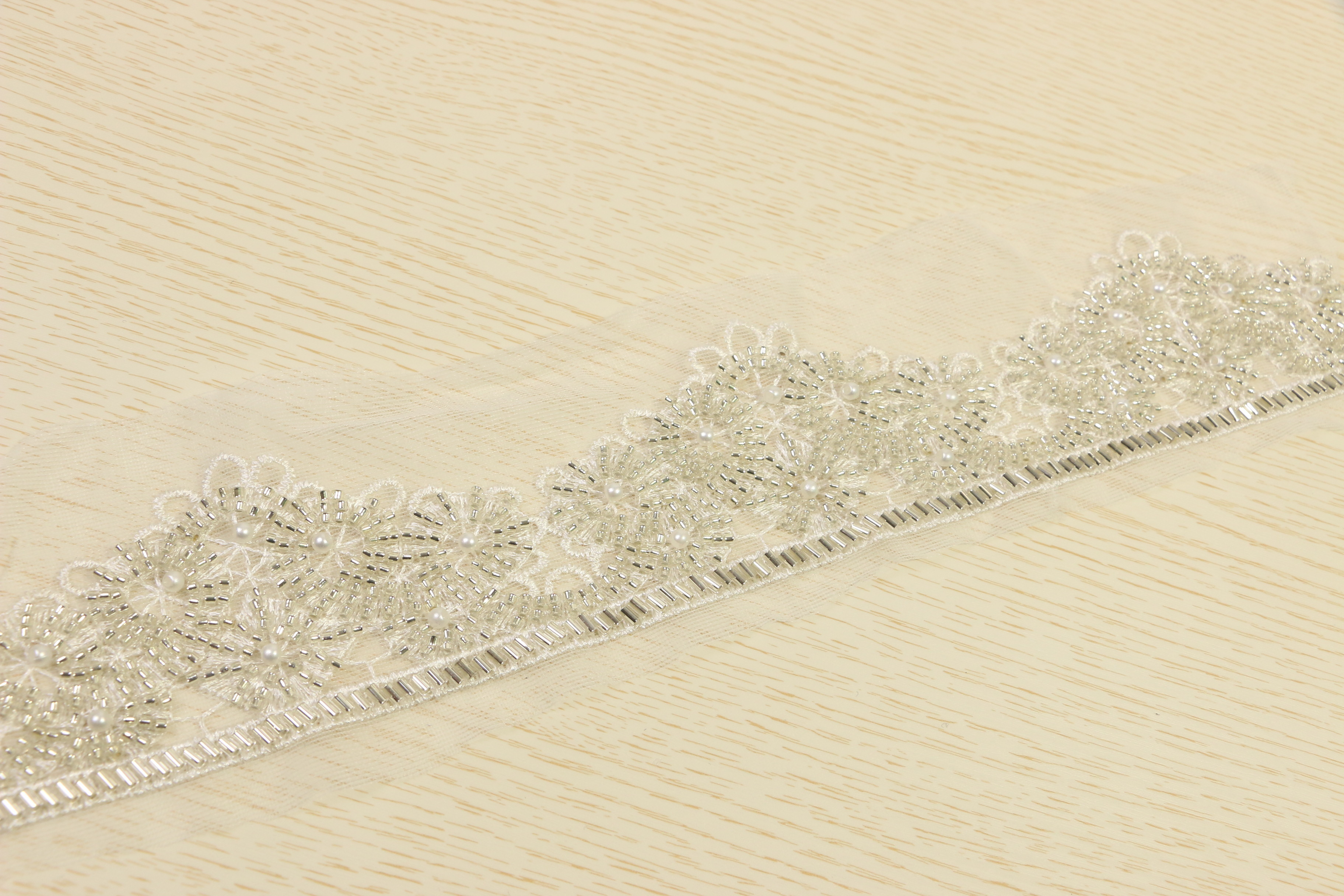  Braided Sequin Ribbon Trim , Stretchproof Border Lace Beaded Polyester Material Manufactures