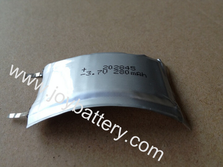  Ultra curved battery,Curved lipo battery 202845 3.7v 280mAh for i-watches, sports bracelets and wrist straps Manufactures