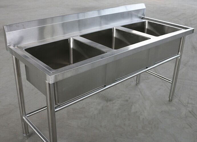  Restaurant Three Tubs Stainless Steel Kitchen Sink Commercial 1800 x 600 x 850MM Manufactures
