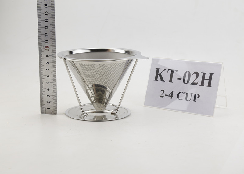  Gold Cup Maker Stainless Steel Coffee Filter Cone 4 Cup For Carafes With Stand Holder Manufactures