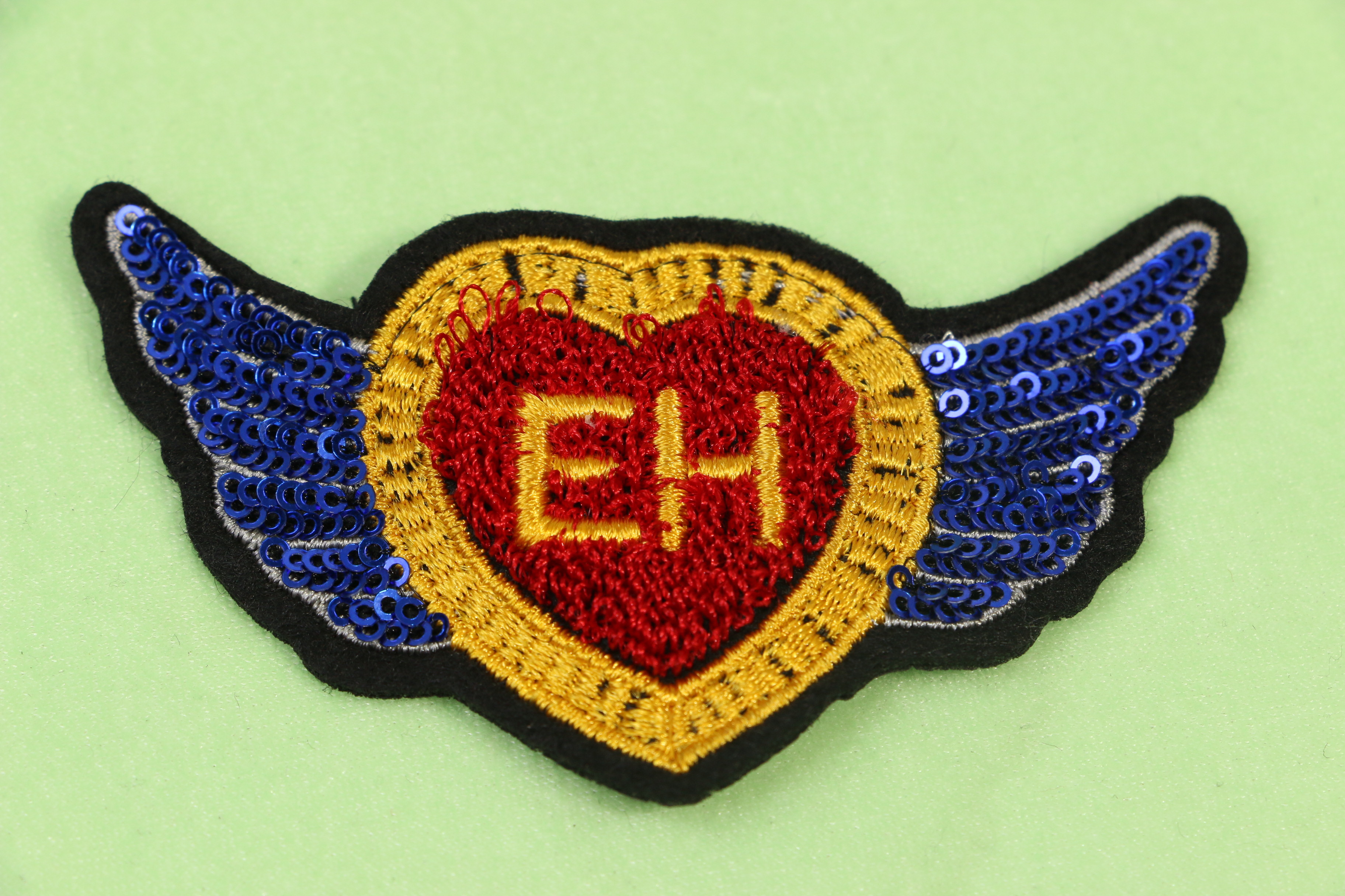 Buy cheap Sweat Red Heart EH Letter Sequin Wing Shape Felt Applique Patch For Sew On Iron from wholesalers