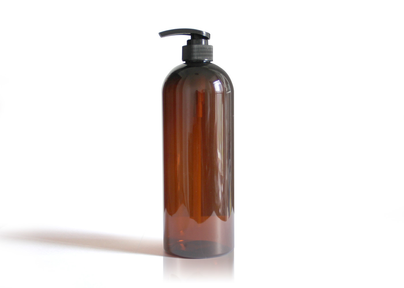  Shampoo Amber PET Cosmetic Bottles Boston Round Shape Customized Manufactures