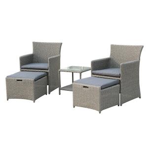  Cube Wicker H850mm D630mm Sofa Rattan Table And Chairs Grey Color Manufactures