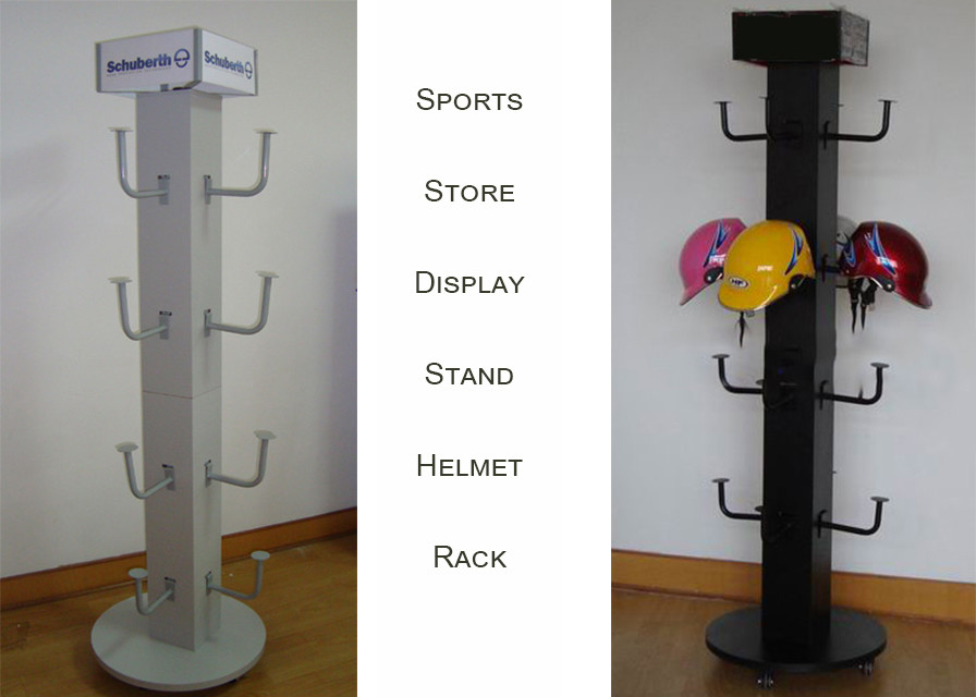  Brand Motorcycle Helmets Wooden and Metal Display Rack with top graphic Manufactures