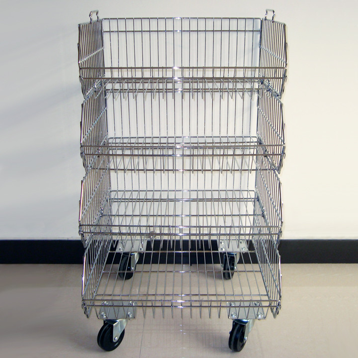  Stackable Chrome Wire Basket Display Rack With KD Structure Manufactures