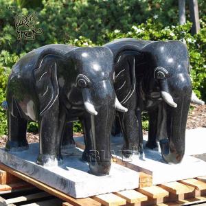  BLVE Black Stone Indian Elephant Statue Fengshui Animal Garden Marble Sculpture Handcarved Outdoor Manufactures