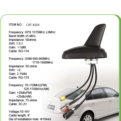 Auto Roof Car GSM Antenna 900mhz 1800mhz Cable Length 12 Inch