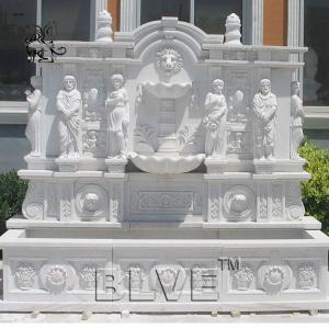  BLVE Large Natural Stone Wall Water Fountain White Marble Figure Relief Fountains Hand Carved Modern Home Decoration Cus Manufactures
