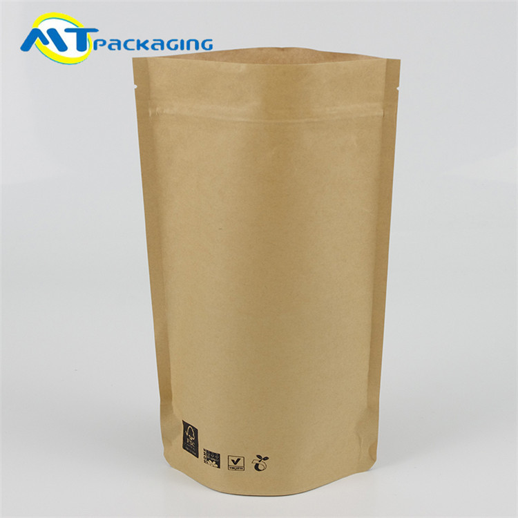  Light Weight Kraft Zipper Pouch Gusset Bags , Biodegradable Stand Up Pouches Manufactures