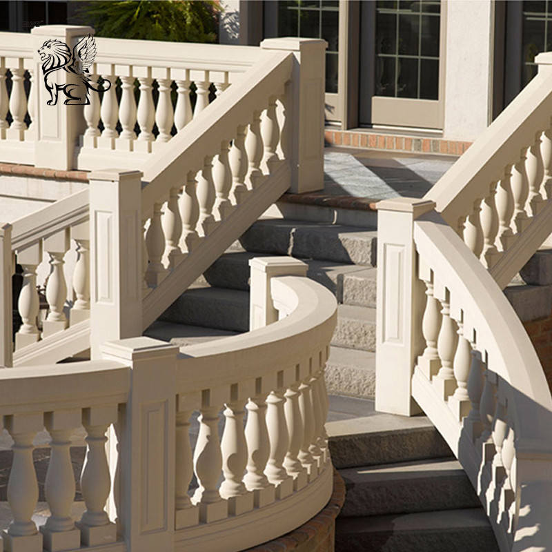  BLVE Natural Marble Stair Balustrad Handrail Balcony Railing Decorative House Small Columns Outdoor Handcarved Manufactures