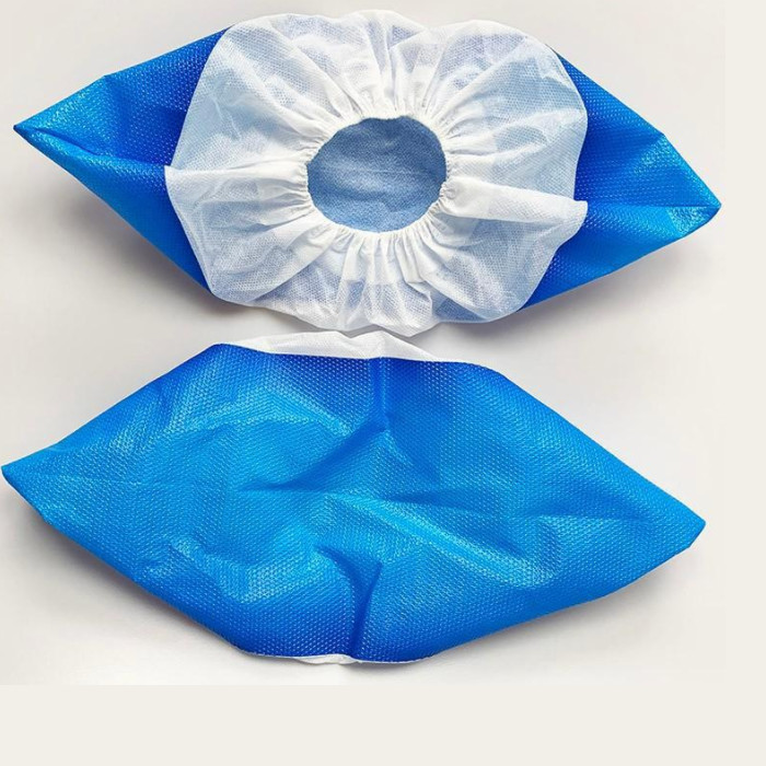  Waterproof Half Coated PP Half PE Film Non Woven Shoe Covers Blue White 15*40cm Manufactures