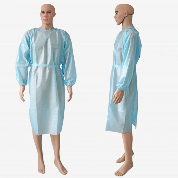  Blue PP PE Waterproof Disposable Surgical Gown With Elastic Cuffs Manufactures
