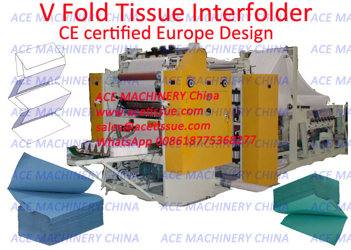  Automatic Facial Tissue V Type Folding Machine With Steel To Rubber Embossing Manufactures