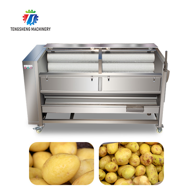  Industrial 1500KG/H Potato Washing And Peeling Machine Vegetable Brush Roller Cleaning Equipment Manufactures