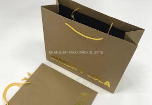  Company Logo Personalized Brown Gift Bags For Business Gold Hot-Stap Foil Logo Included Manufactures