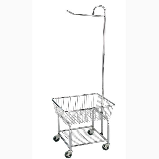  Laundry Trolley Hotel Display Stand With Wire Basket Dolly Chrome Manufactures