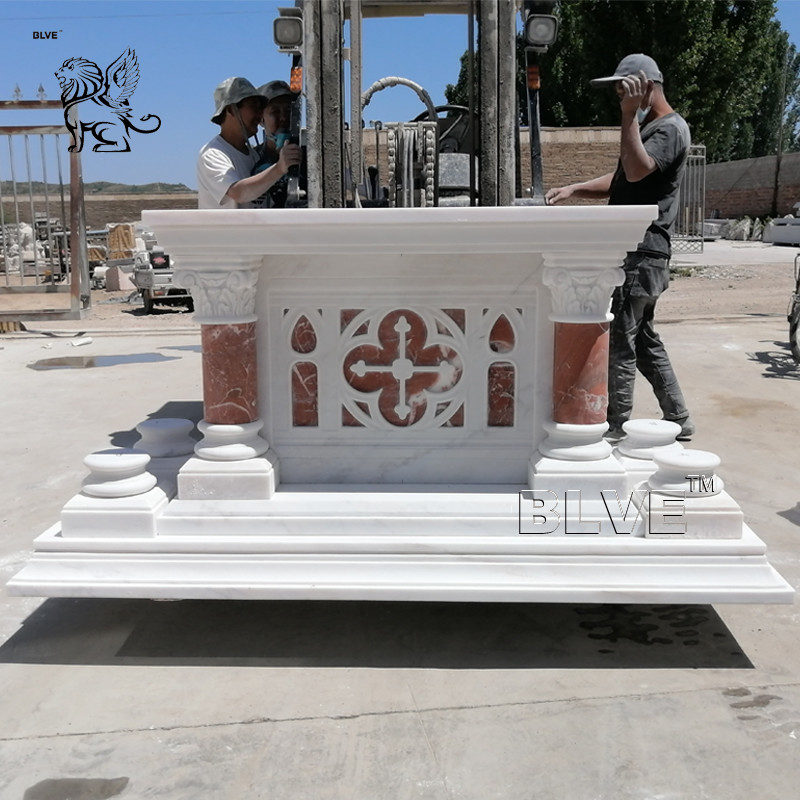  BLVE Marble Church Altar Table Natural Stone Religious Home Praying Table Handcarved Modern Design Manufactures