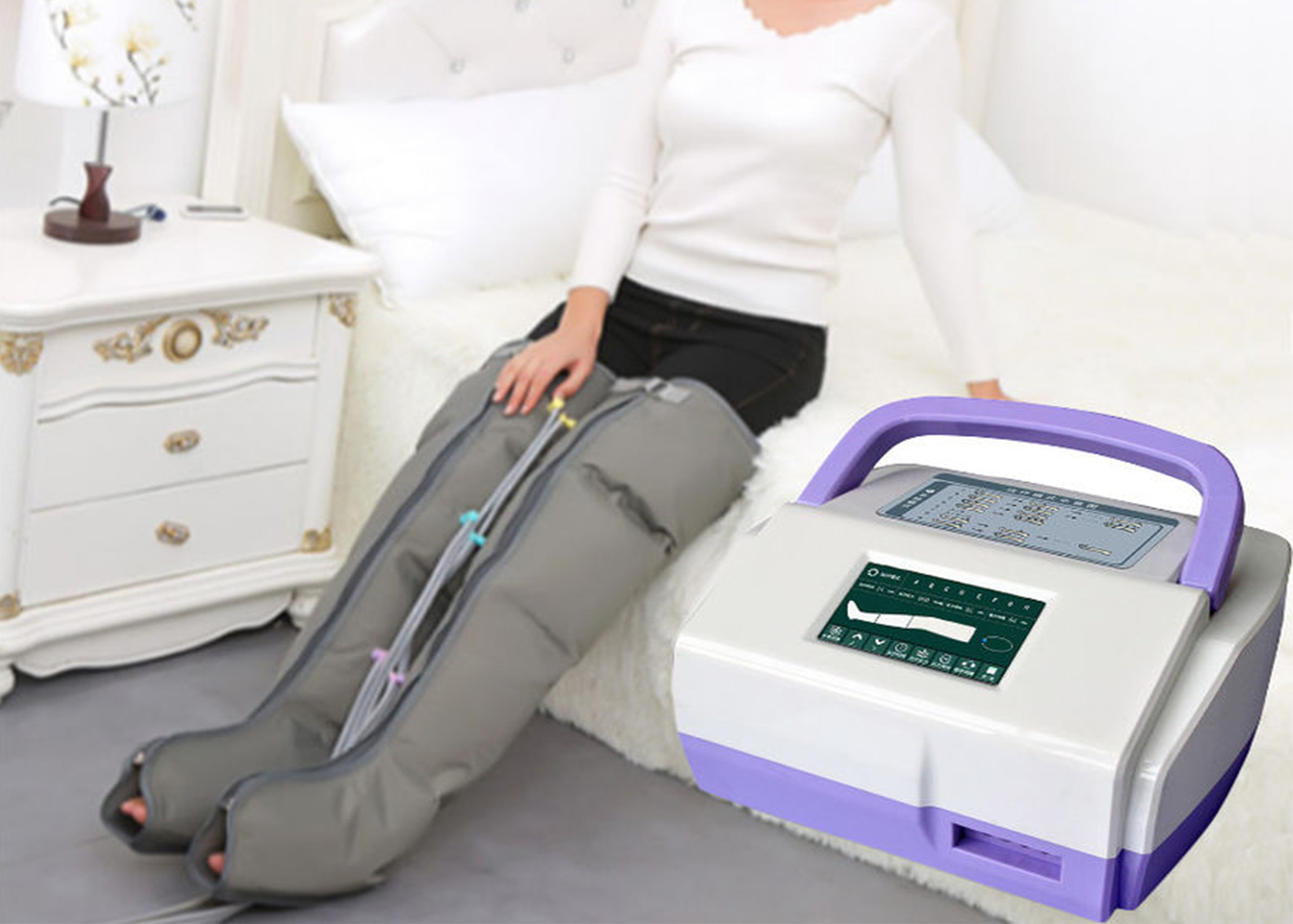 Sequential Inflatable Leg Massager , Blood Circulation Long Boot Air Massager