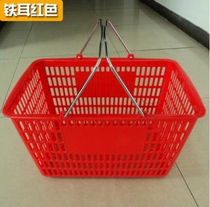  Collapsible Plastic Shopping Baskets With 2 Metal Handle / Durable Storage Basket Manufactures
