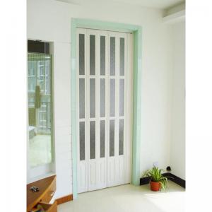  Interior Decorative PVC Accordion Folding Door Walnut Color With Glass Manufactures