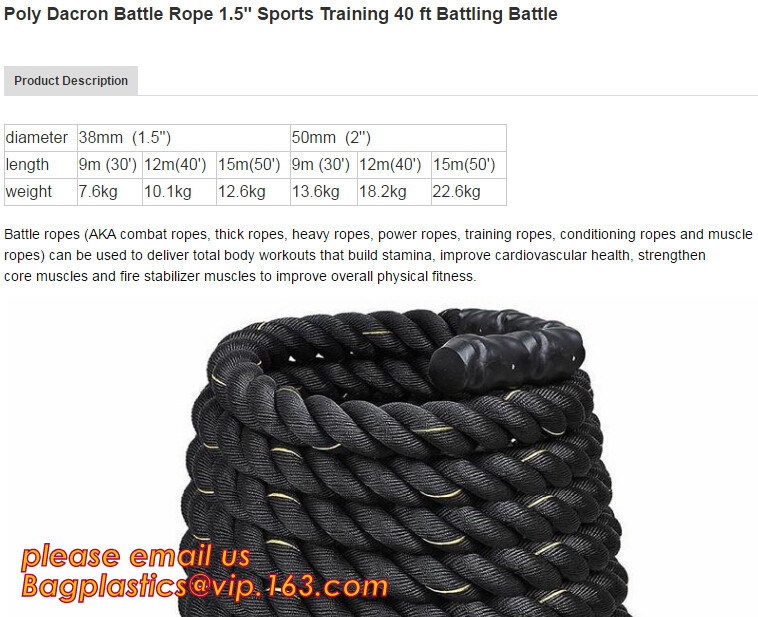  Poly Dacron Battle Rope 1.5&quot; Sports Training 40 ft Battling Battle Manufactures