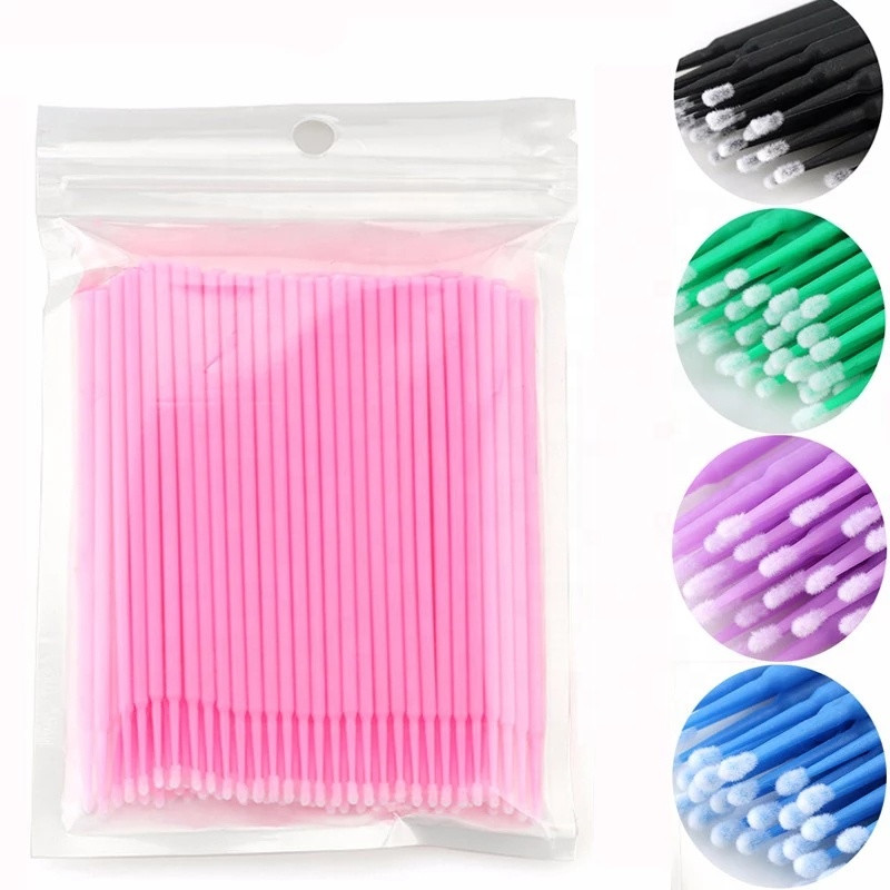  100PCS / Bag Disposable Cotton Swabs Plastic Grafted Eyelash Remover Cleaning Microfiber Tip Manufactures