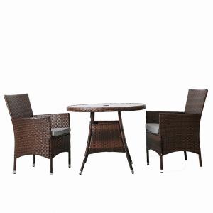  Weatherproof Rattan Furniture Set Chair Round Glass Table Manufactures