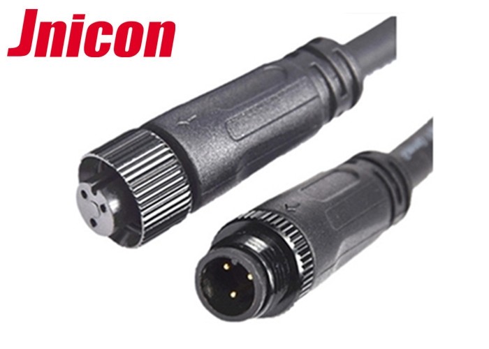  Black Wire Waterproof Male Female Connector 10A / 300V 3 Pin Metal Screw Type Manufactures