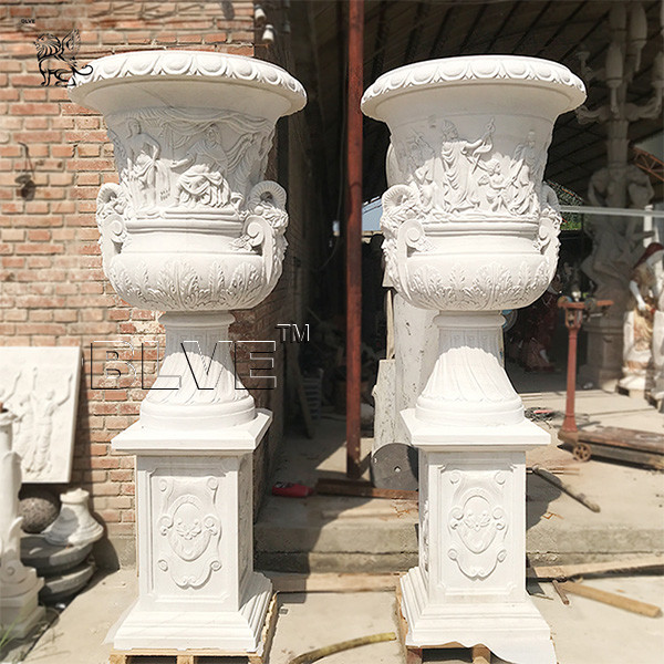  Large Stone Planter Natural Marble White Flowerpots By Hand Carved Manufactures