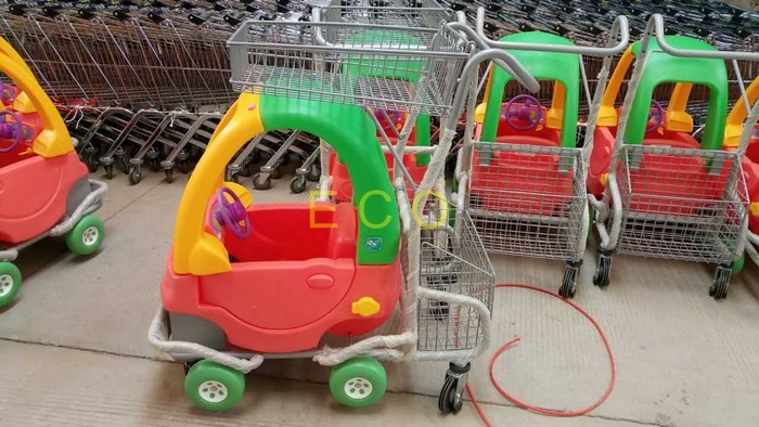  Grocery Plastic Shopping Trolley , Steel Wire Kiddie Trolley Cart With 4 Elevator Wheels Manufactures