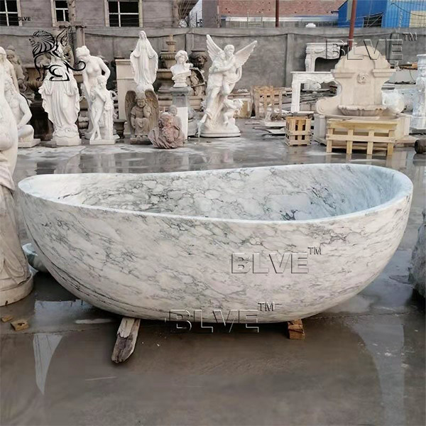  Freestanding Marble Bathtub Natural Stone Carrara Hand Carving Manufactures