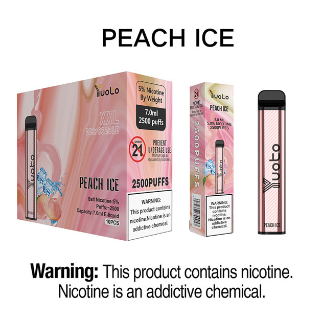  Yuoto 2500 Puffs Peach Ice Rechargeable Vape Pen / Electronic Liquid Cigarette Manufactures
