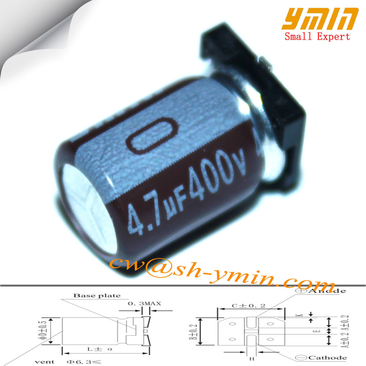 400V 4.7uF 8x12.5mm SMD Capacitors VKO Series 105°C 6,000 ~ 8,000 Hours SMD Aluminum Electrolytic Capacitor  RoHS Manufactures