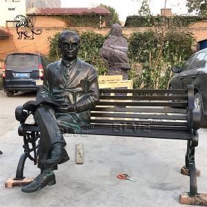  Life Size Bronze Man Sitting On The Bench Sculpture Outdoor Garden Decoration Manufactures