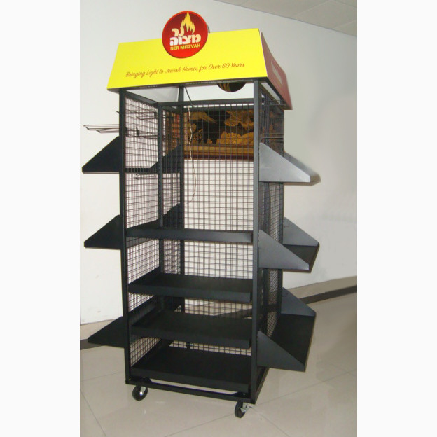 Floor Standing 4 Sides Gridwall Branded Display Stands Manufactures