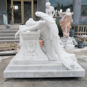  Marble Tombstone White Cemetery Crying Angel  Statue Stone hand carved Manufactures